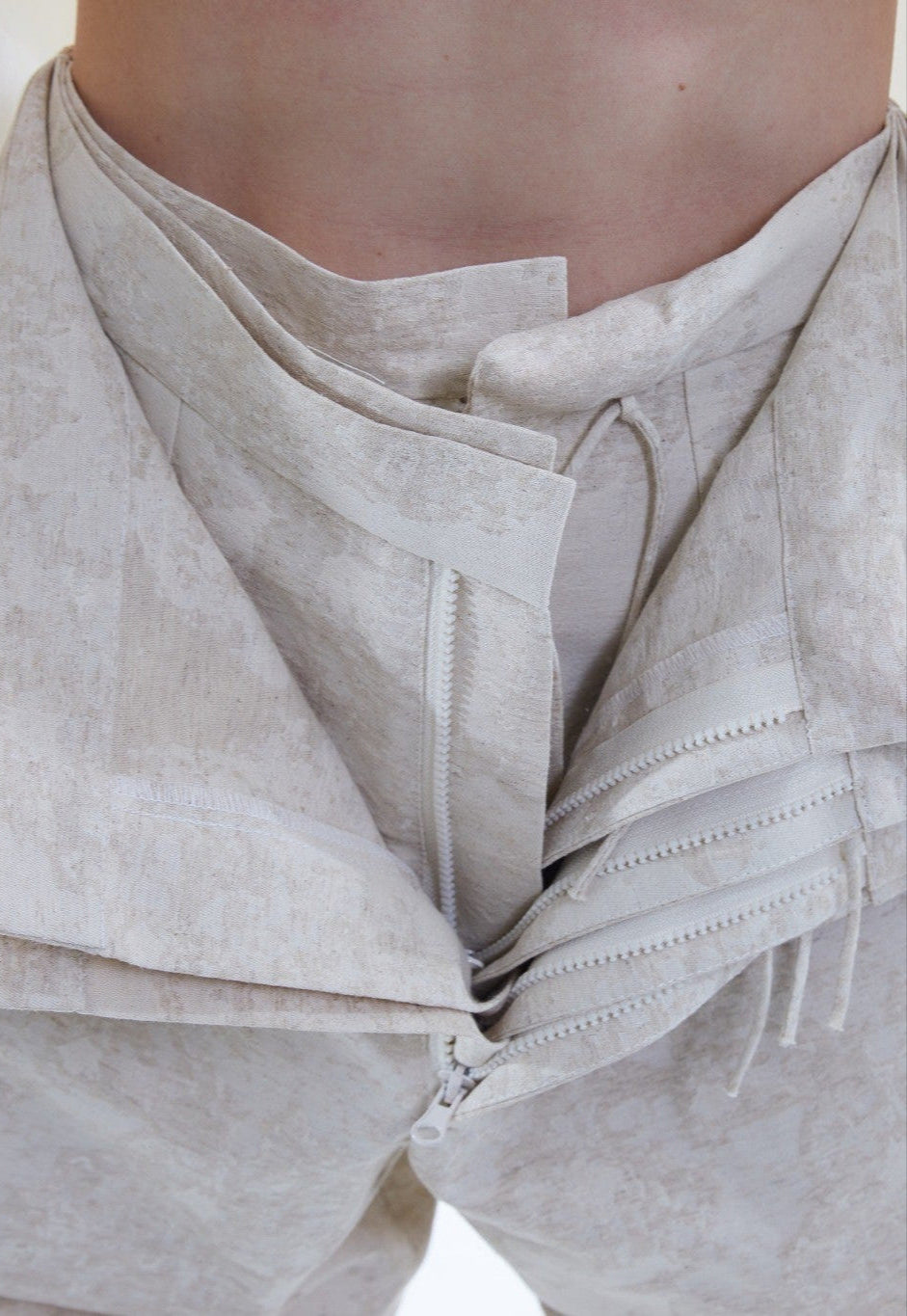 Jacquard Cotton Straight-Leg Pants with Five-Button Fly