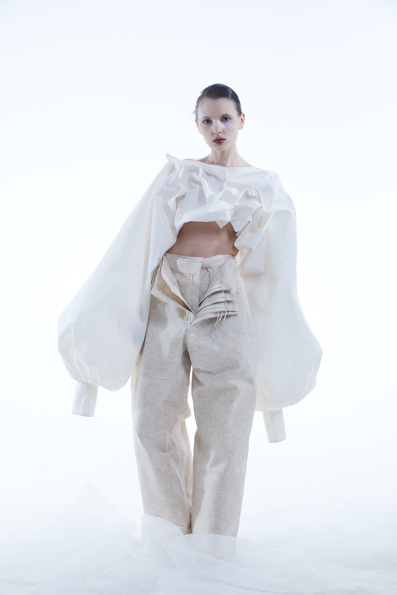 Jacquard Cotton Straight-Leg Pants with Five-Button Fly