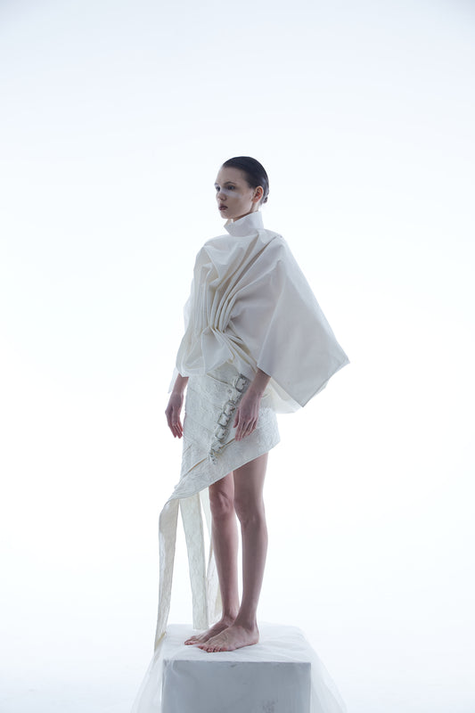 Sculptural Fold Cotton Top